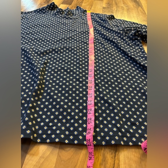 Lands' End Black Shirt with Blue and Yellow Floral Pattern - Picture 3 of 5